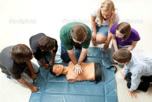 Group of Teens Take CPR Class